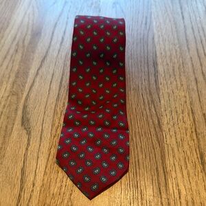 Jos. A. Bank Red Paisley Silk Tie with Teal and Gold Motifs
